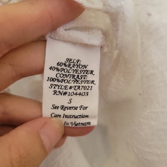 Mine Pocket Top S Small White Scoop Neck Short Sleeve - Picture 6 of 6